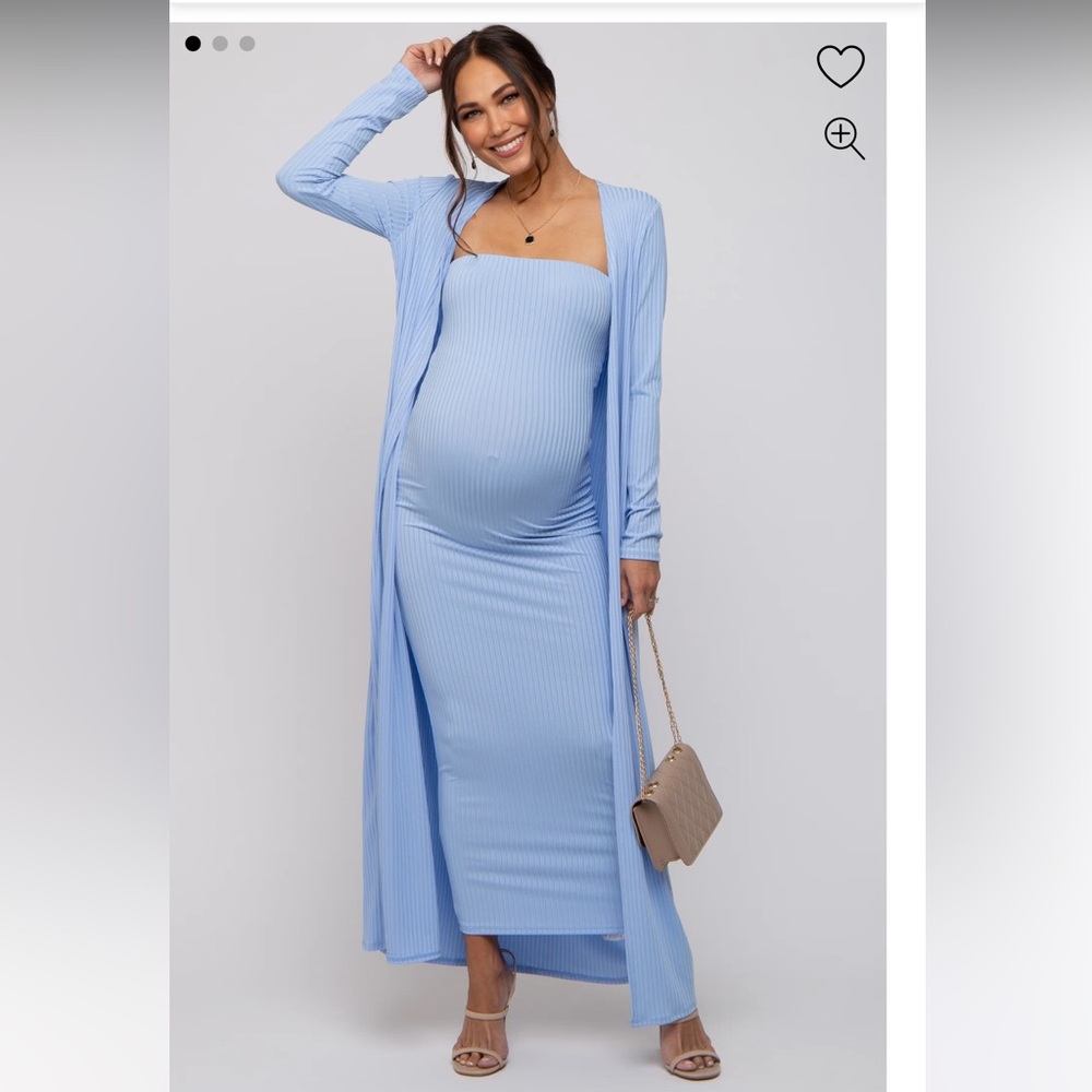 Pinkblush Sky Blue Ribbed Maxi Dress